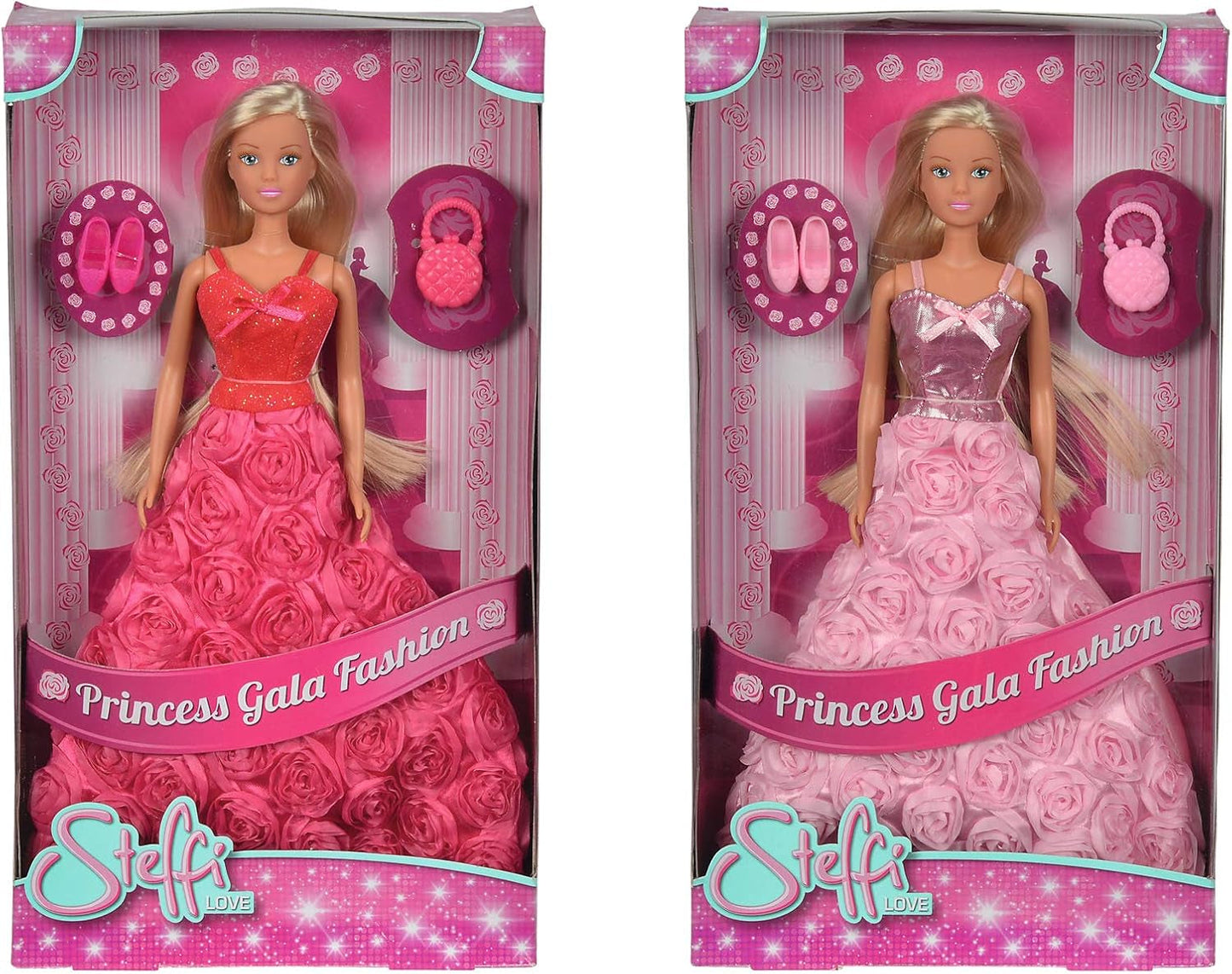 Simba 105739003 - Steffi Love Princess Gala Fashion, 2-Fach Sortiert, es Wird nur EIN Artikel geliefert, Spielpuppe as Prinzessin im traumhaften Rosenkleid mit Handtasche, 29cm, ab 3 Jahre