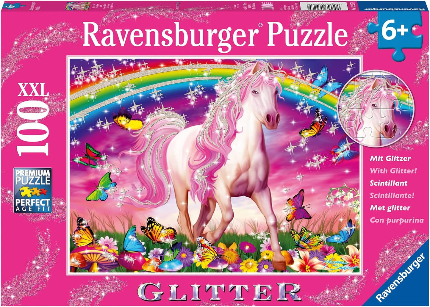 Ravensburger børnepuslespil - 13927 Horse Dream - Puslespil med heste for børn fra 6 år og opefter, Med 100 brikker i XXL format, Med glitter Puslespil Naty Shop Single