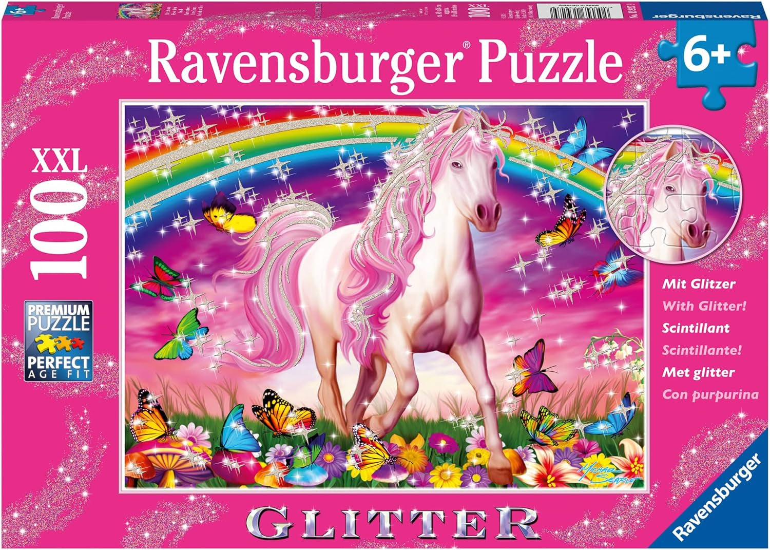 Ravensburger børnepuslespil - 13927 Horse Dream - Puslespil med heste for børn fra 6 år og opefter, Med 100 brikker i XXL format, Med glitter Puslespil Naty Shop Single