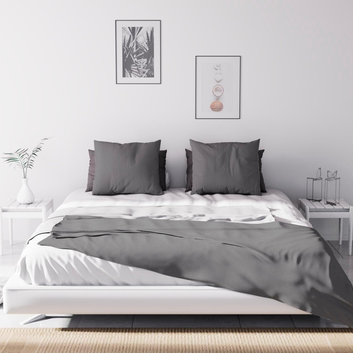 Soleil D'Ocre Adele, Zigzag betræk, Smidt fra sofaen, Polycoton, Grå, 220 X 240 Cm Dyner og dyner Naty Shop