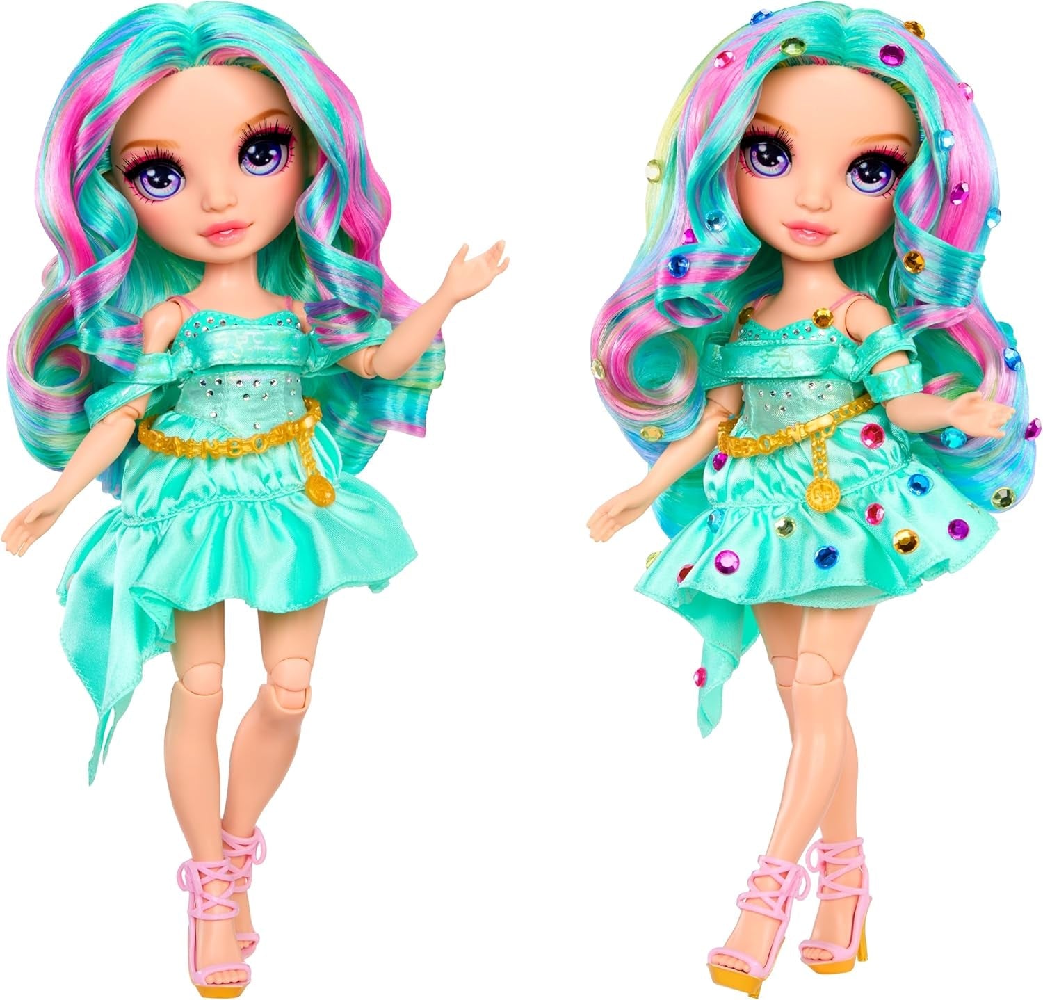 Rainbow High Be Dazzling Fashion Doll - Celine Turkis - Blå-Grøn, 28 cm, med dekorationsværktøj, funklende ædelstene og stylingtilbehør