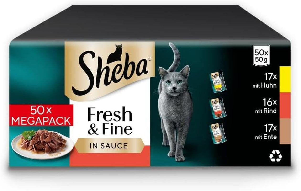 Sheba CATCARE pose våd frisk og fin (kød) stykker i sovs Voksen 50 g multipak standard