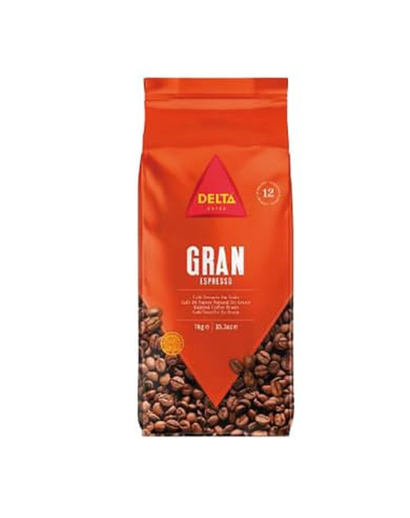 Delta Gran Expresso 80/20 kaffe – Hele bønner 1 kg – Intens espressoblanding af 80% naturlig og 20% ​​Torrefacto