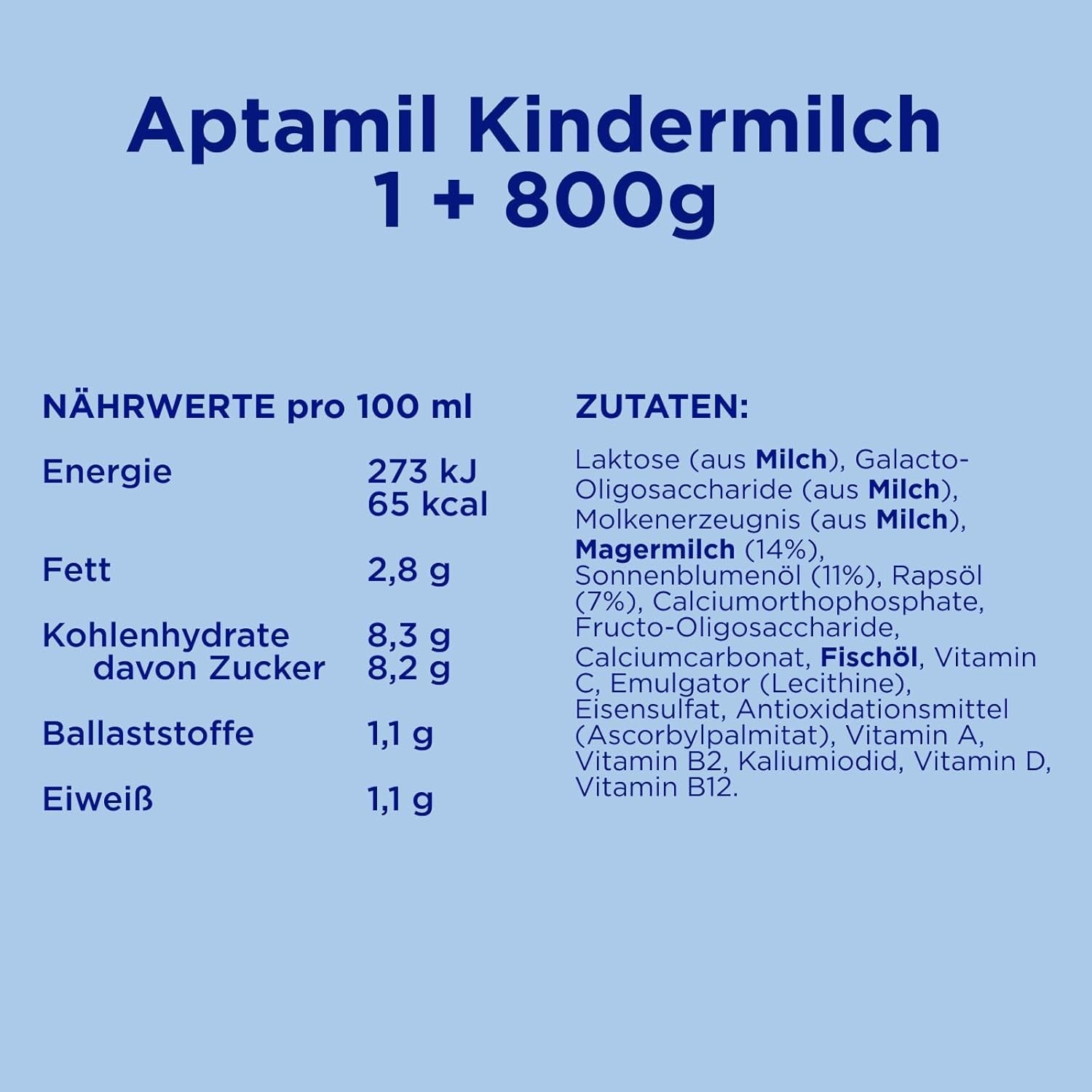 Aptamil Vækstmælk 1 Plus - Vækstmælk fra 1 år - 800g