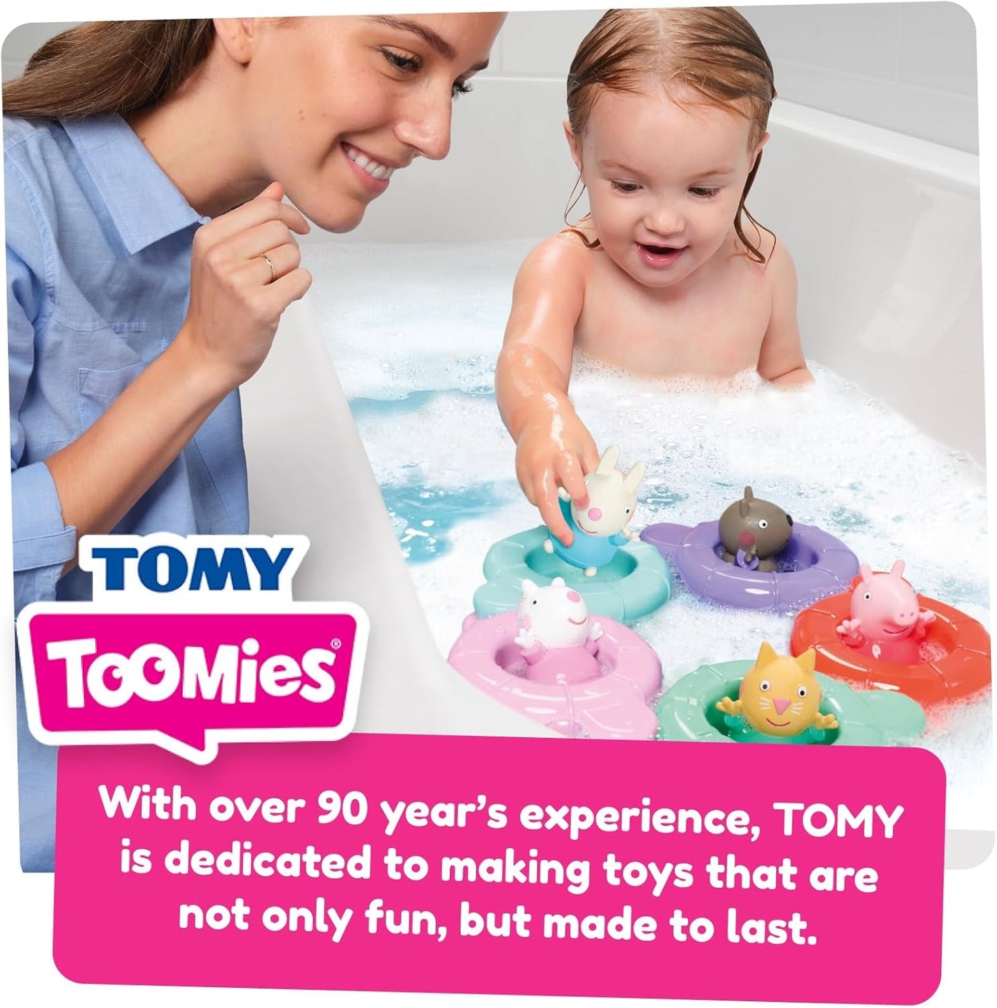 Tomy Toomies Peppa's Pool Party - 5 kopper med forbindelsesring med 5 legetøj til børn Peppa Pig & Friends Water Squirter - badelegetøj +18 måneder - Badelegetøj til børn og poollegetøj Bebe Toys Naty Shop