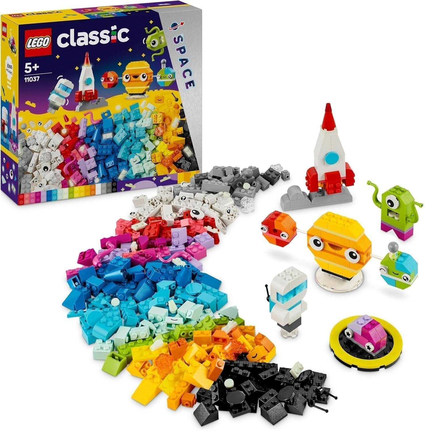 LEGO Classic Creative Space Planets Solsystem Byggemodel til Børn Rumlegetøj Raket Rumskib Planeter og udlændinge Gave til 5 år gamle drenge og piger 11037 Byggesæt Besuche den LEGO-Store Single
