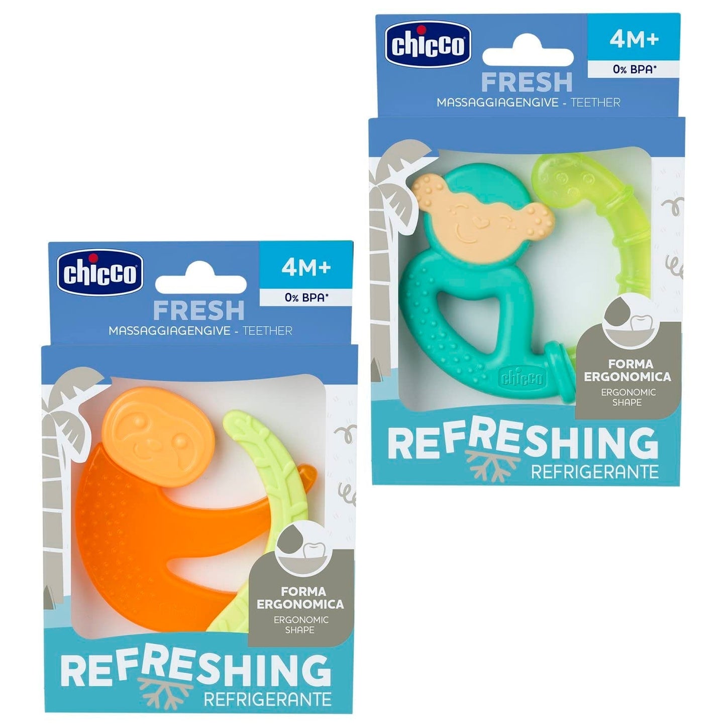 Chicco Fresh&Relax Monkey or Sloth bidering, 4M+, fyldt med sterilt vand