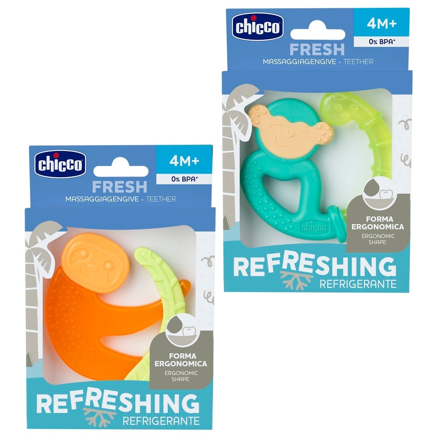 Chicco Fresh&Relax Monkey or Sloth bidering, 4M+, fyldt med sterilt vand