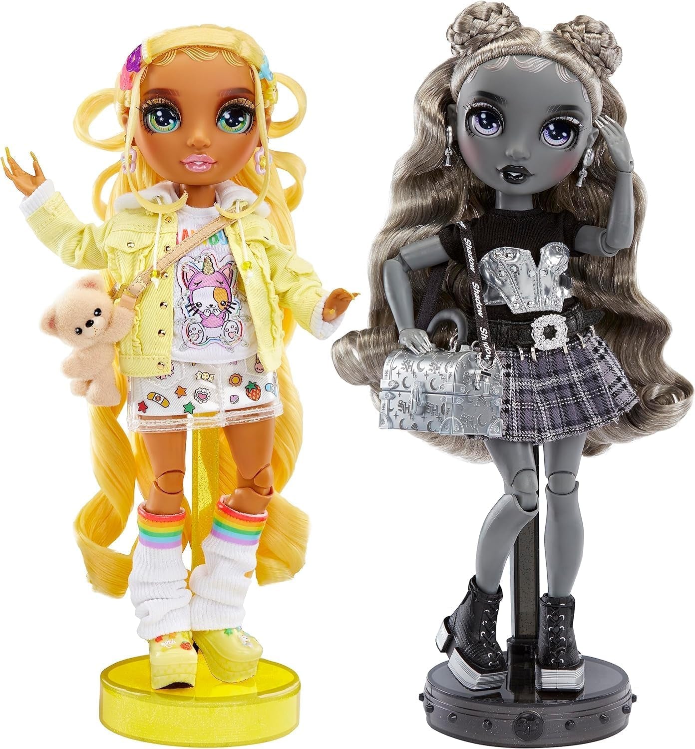 Special Edition Rainbow High Shadow High - Madison Twins Sunny og Luna - 2 modedukker i gult og gråt designertøj, mix og match med tilbehør - til samlere og børn 4-12 år