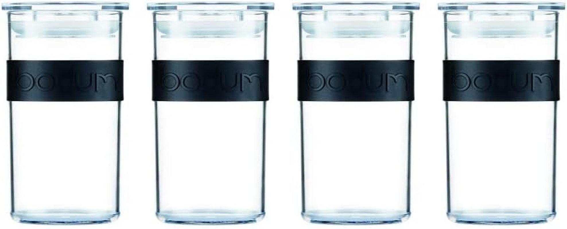 BODUM PRESSO opbevaringsglas, plastik, sorte, 4 x 0,25 l, 3 x 0,6 l, 3 x 1 l, 2 x 2 l Fødevarekasser Naty Shop Black 0,25 L