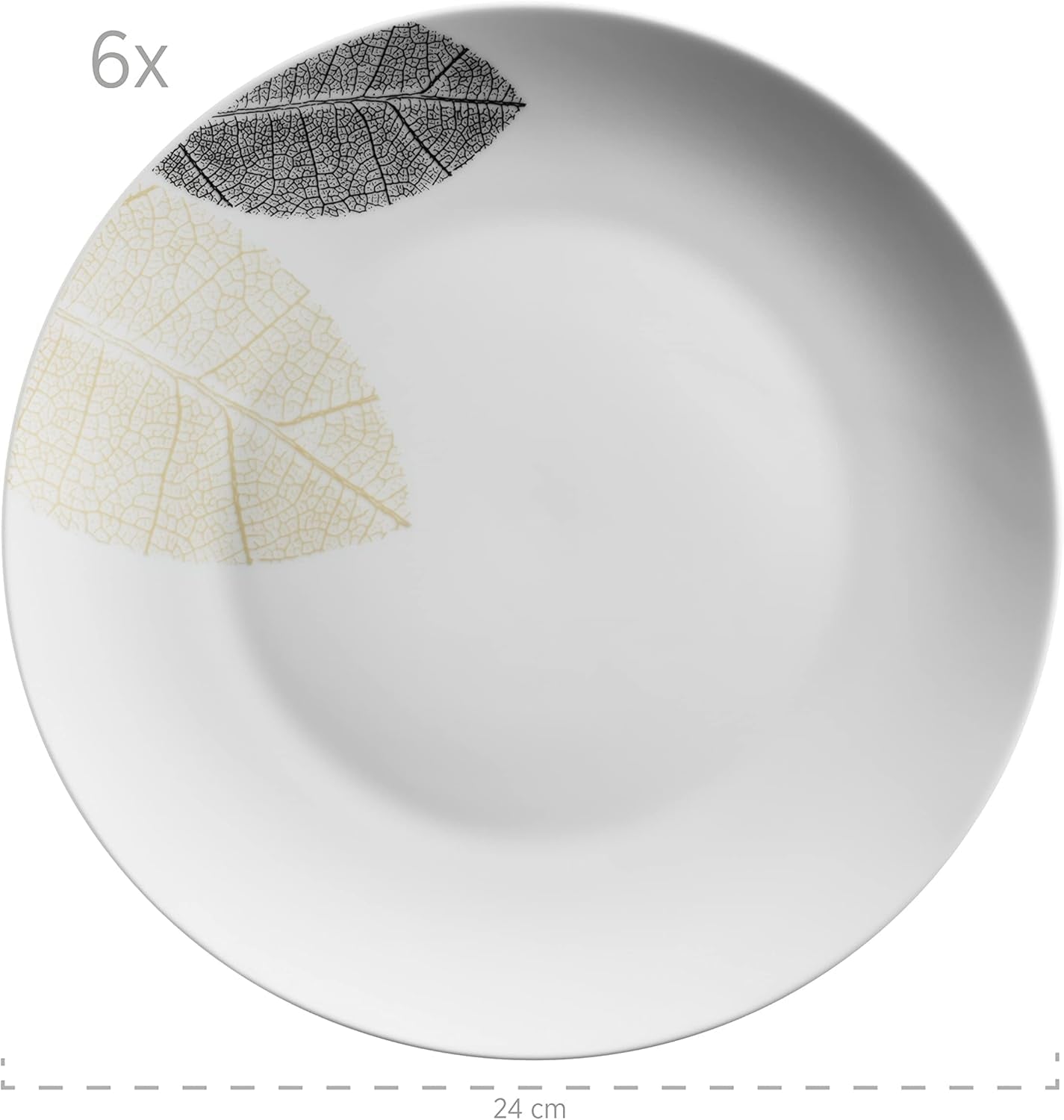 MÄSER 931215 Smukt dekoreret servicesæt til 6, kombineret service 30 dele, med rammeløse former, porcelæn, hvid