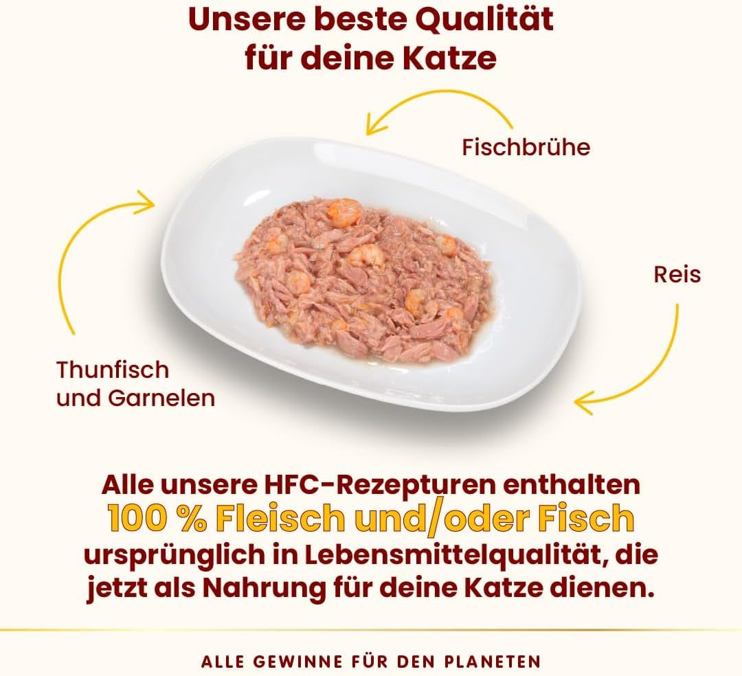 Almo Nature HFC naturligt vådt kattefoder - tun og rejer, pakke med 24 (24 x 70 g)