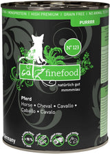 Vådfoder til katte Catz Finefood Purrrr Heste Monoprotein no. 123, til katte med følsom fordøjelse, 70% kødindhold, 6 æsker x 400 g