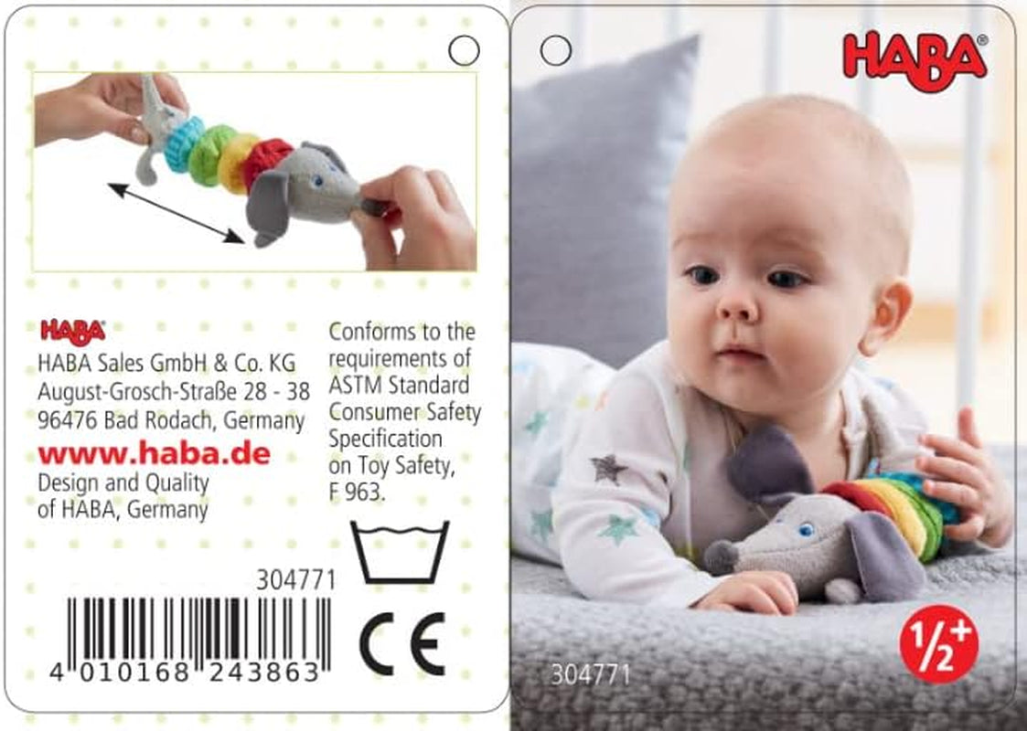 HABA 304771 - Rangle gravhundefigur, stof babylegetøj med ranglemotor, legetøj fra 6 måneder Legetøj Bebe Naty Shop