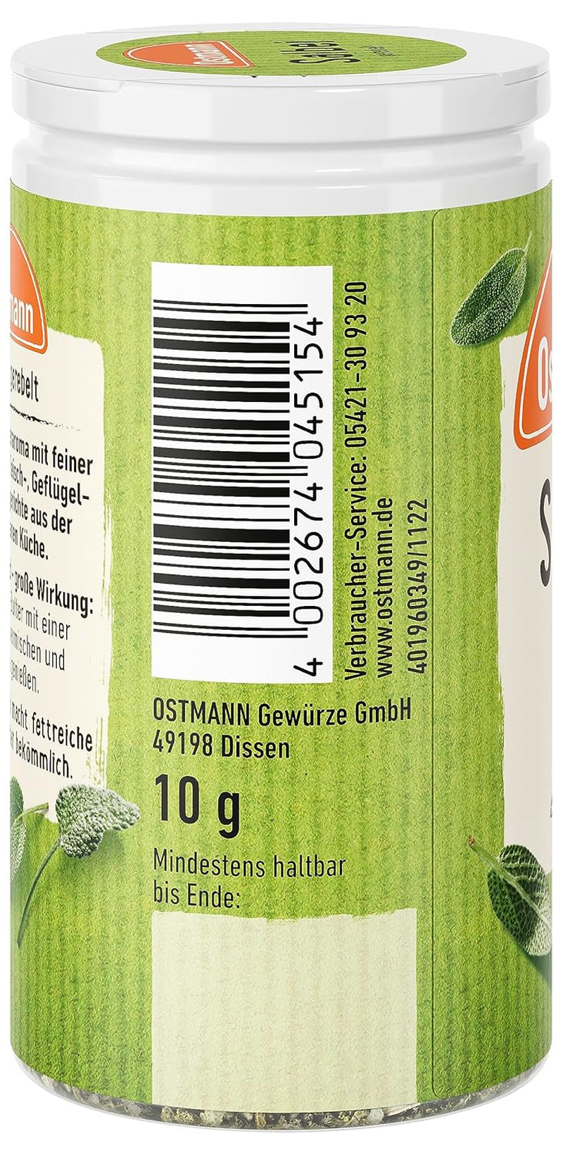 Ostmann Gewürze - Sage gerebelt | Würziges Kräuteraroma für Fleisch- und Gemüsegerichte | 10 g i dosis