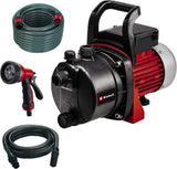 Havepumpesæt Einhell GC-GP 6538 Sæt/I (650 W, maks. 3,6 bar, flow 3800 L/t, vandpåfyldnings-/tømningsskrue, inkl. 4 m sugeslange + 20 m haveslange + sprøjtepistol)