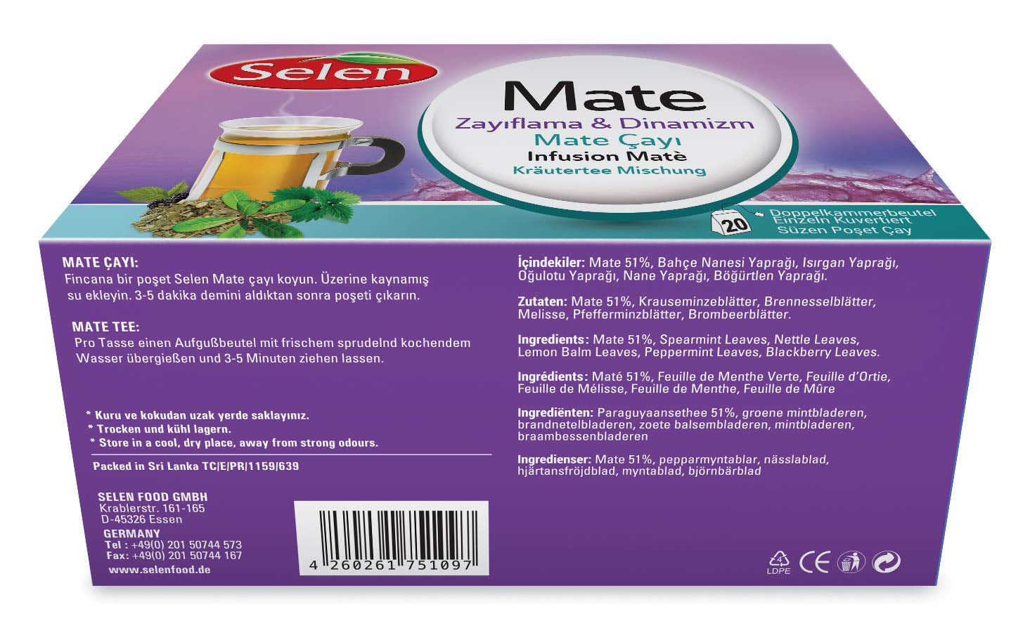 Urtete Selenium Mate 20 poser