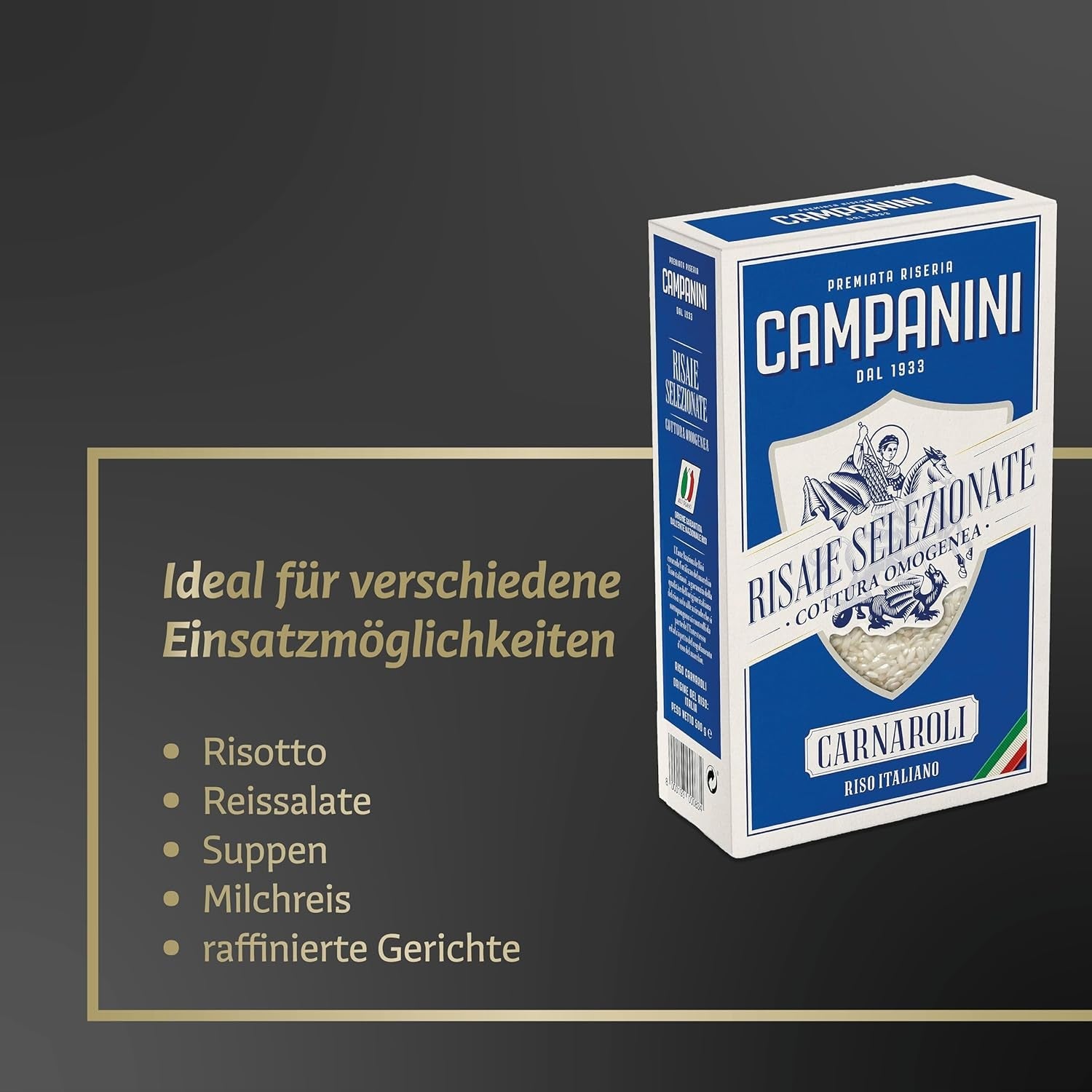 RISO CARNAROLI | Ris Risotto | 500 g fra Italien | Risottoer og supper | RISERA CAMPANINI