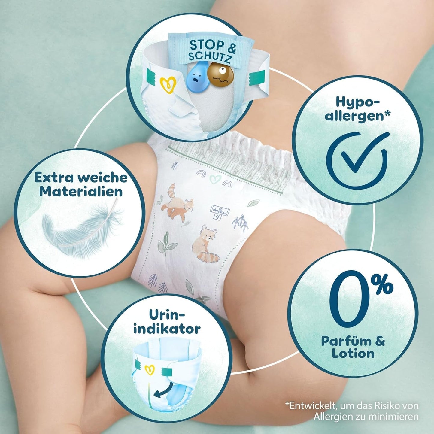 Pampers Harmony bleer størrelse 4, 174 bleer, 9 kg-14 kg, skånsom hudbeskyttelse med 100 % Pampers beskyttelse