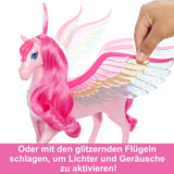 Barbie Pegasus Magic Hide and Seek - Interaktivt legetøj med lys og lyde, 10 tilbehør, regnbuevinger, til alderen 3 og op, HLC41