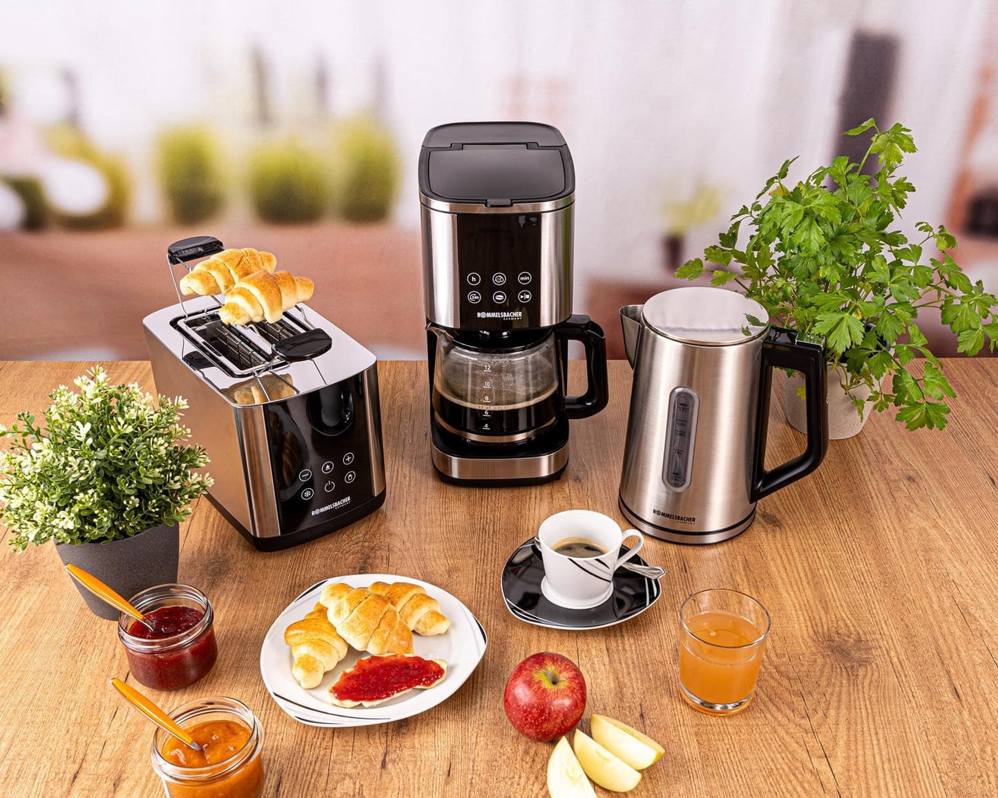 Rommelsbacher FKM 1000 filter espressomaskine - 1,5 liters vandtank til 12 kopper kaffe, glaskaraffel, udskudt start, holde varm funktion, aroma funktion, aftagelig filterholder 1x4