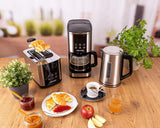 Rommelsbacher FKM 1000 filter espressomaskine - 1,5 liters vandtank til 12 kopper kaffe, glaskaraffel, udskudt start, holde varm funktion, aroma funktion, aftagelig filterholder 1x4