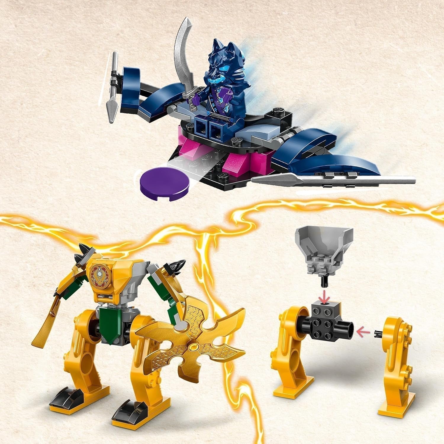 LEGO NINJAGO Arins Battle Mech, Ninja legetøj til børn fra 4+ år Med figurer Inkl. Arin med mini katana, actionfigurer og mekanismer, lille gave til drenge og piger 71804 Byggesæt Besuche den LEGO-Store