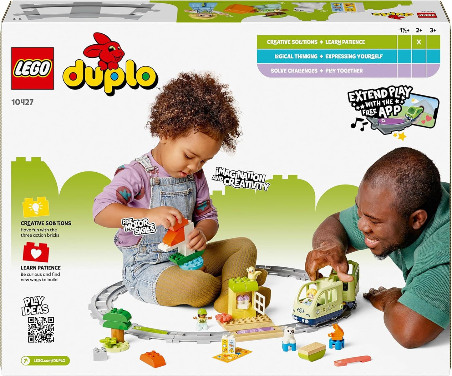 LEGO DUPLO Town Interactive Adventure Train, Legesæt med lys og lyde til rolleleg, giver 2-årige mulighed for at bygge spor, Pædagogisk legetøj til førskole 10427 Byggesæt Besuche den LEGO-Store