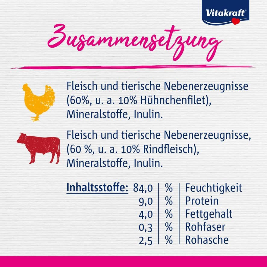 Vitakraft Poésie Délice, Country Selection, Nassfutter Katze, Katzennassfutter Gelee, med kylling, med oksekød (1 pakke med 6x 85g)