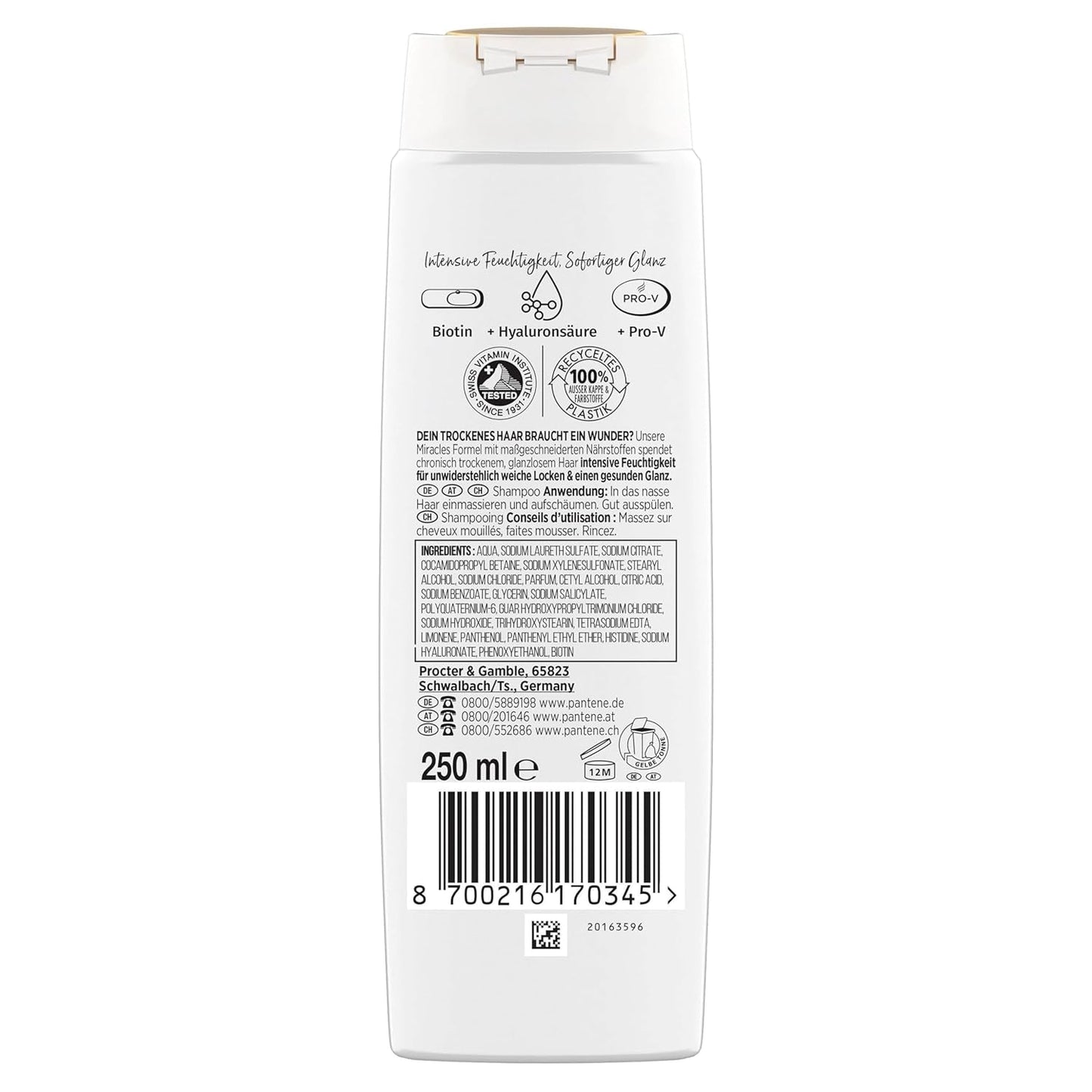 Pantene Pro-V Hydra Glow Hydrating Shampoo med Biotin til tørt, beskadiget hår Pantene brusebad og bad