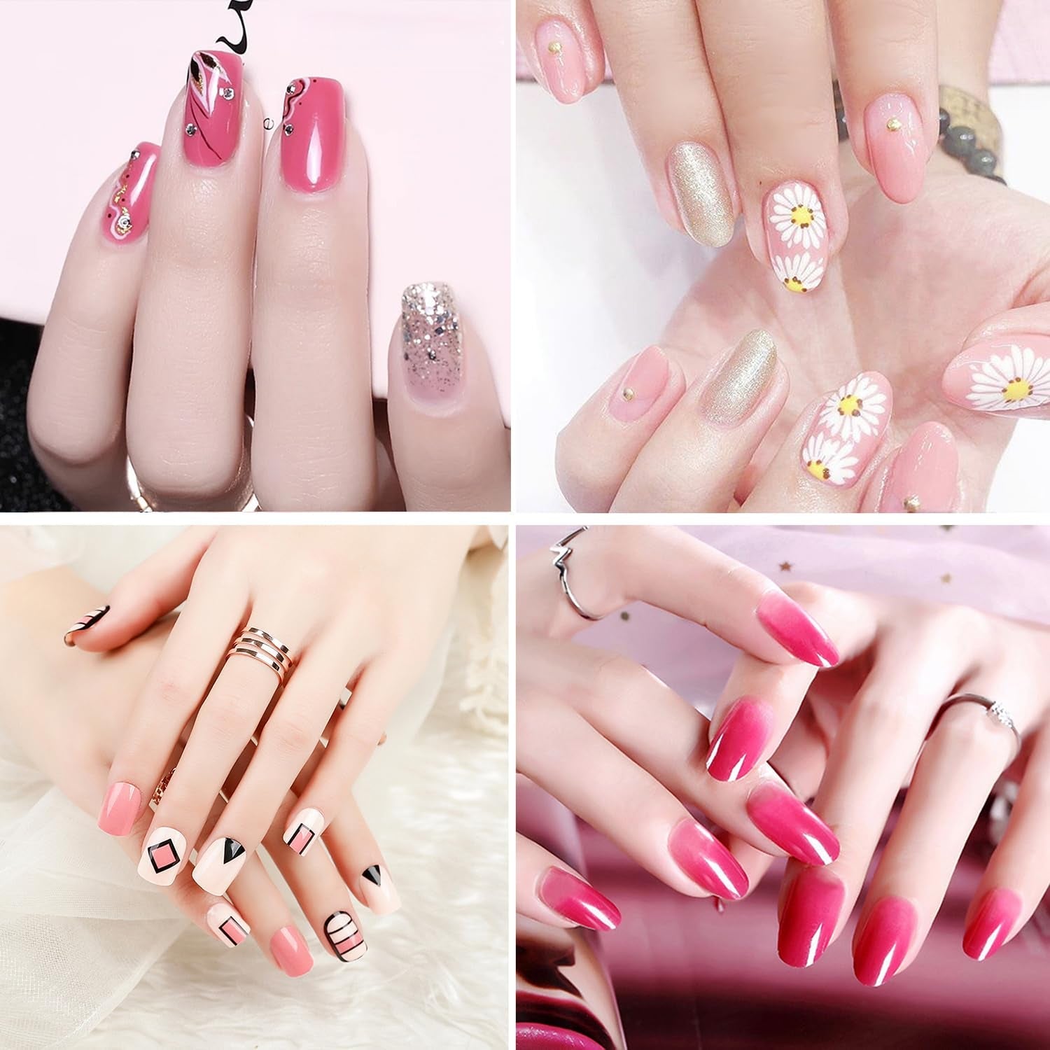 6 Stück Nagel Pinsel Set, Doppel-Ende Nageldesign Pinsel, Acryl Nail Art Pinsel Sæt Nail Art Liner Pinsel Dotting Tool Für DIY Nail Art Design (Mit 1 Schwammbürste)