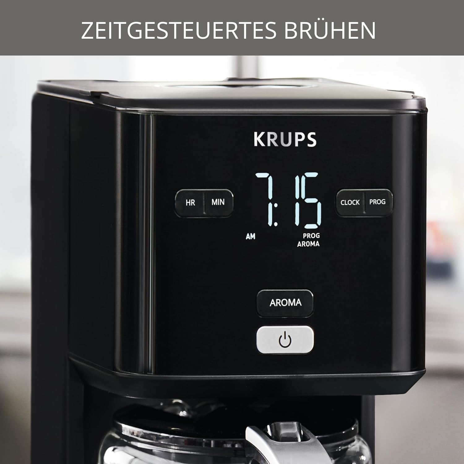 Krups Smart'n Light kaffemaskine med timer, til 1,25 liter filterkaffe, holde varm funktion, automatisk sluk, sort, KM600810