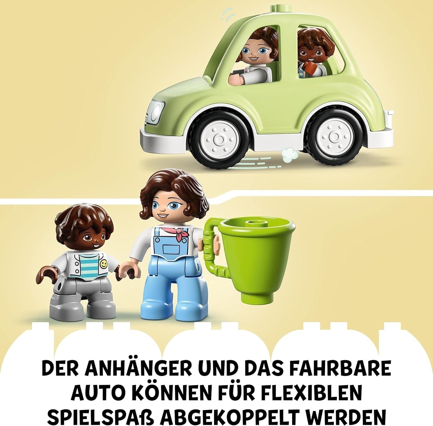 LEGO 10986 DUPLO At Home On Wheels, legetøjsbil med store klodser, figurer og legetøjsbil til drenge og piger fra 2 år, udvikler finmotorik Byggesæt Besuche den LEGO-Store