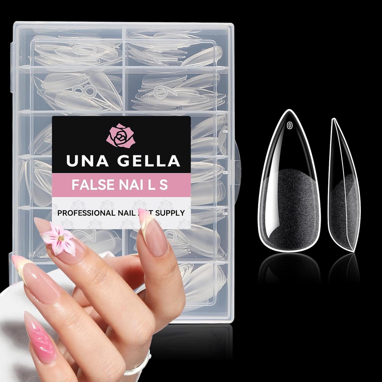 Ballerina Gel Neglespidser 216 stk. 12 Størrelser Soft Gel Negle Tips Full Cover Negle Extension Sæt Semi Matt DIY Home Art