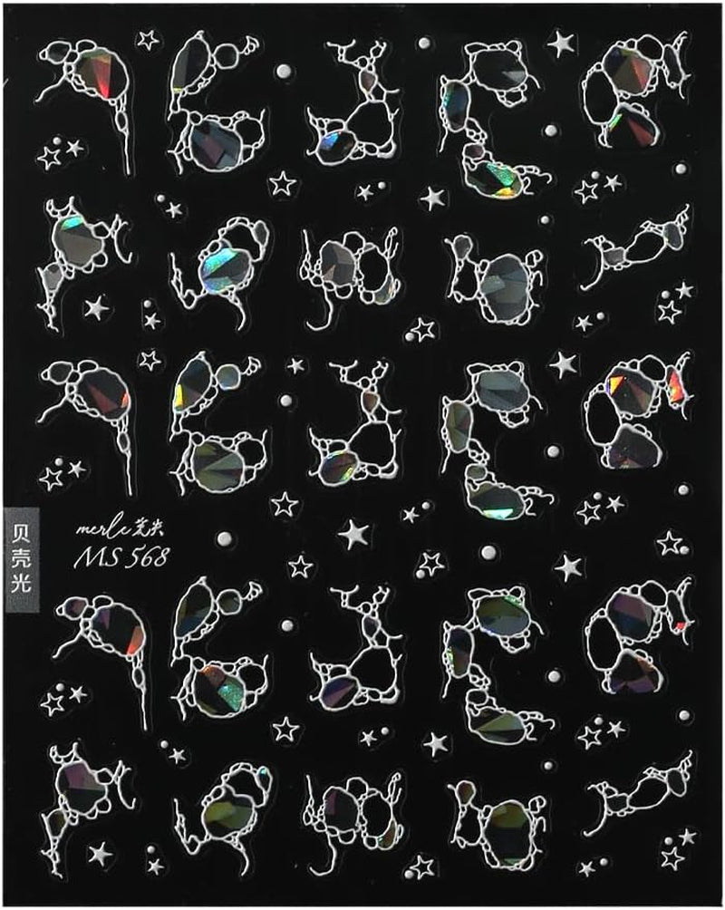 Glitter Nail Stickers Sommer Vand Bølger Stjerneklar Nail Art Fantasy Hav Vand Bølger Negle Designs Negle Stickers Havvand Waves Negle Accessories Negle Art