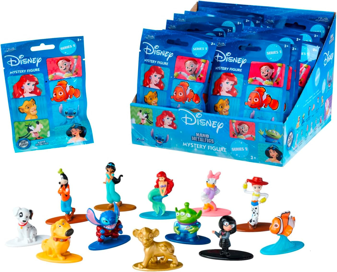 Jada Toys Disney Figur (1X Mystery Figur i Blind Pack) - 1 Surprise Samlefigur fra 12 Disney Figurer, Nano Metal Figur (4 cm) For Børn & Fans Alder 3+, Serie 2, Sort Action Figurer Naty Shop Standardtitel