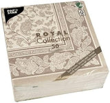 Papstar, 50 servietter "ROYAL Collection" 1/4 fold 40 Cm X 40 Cm Mocca "Ornaments", #19894