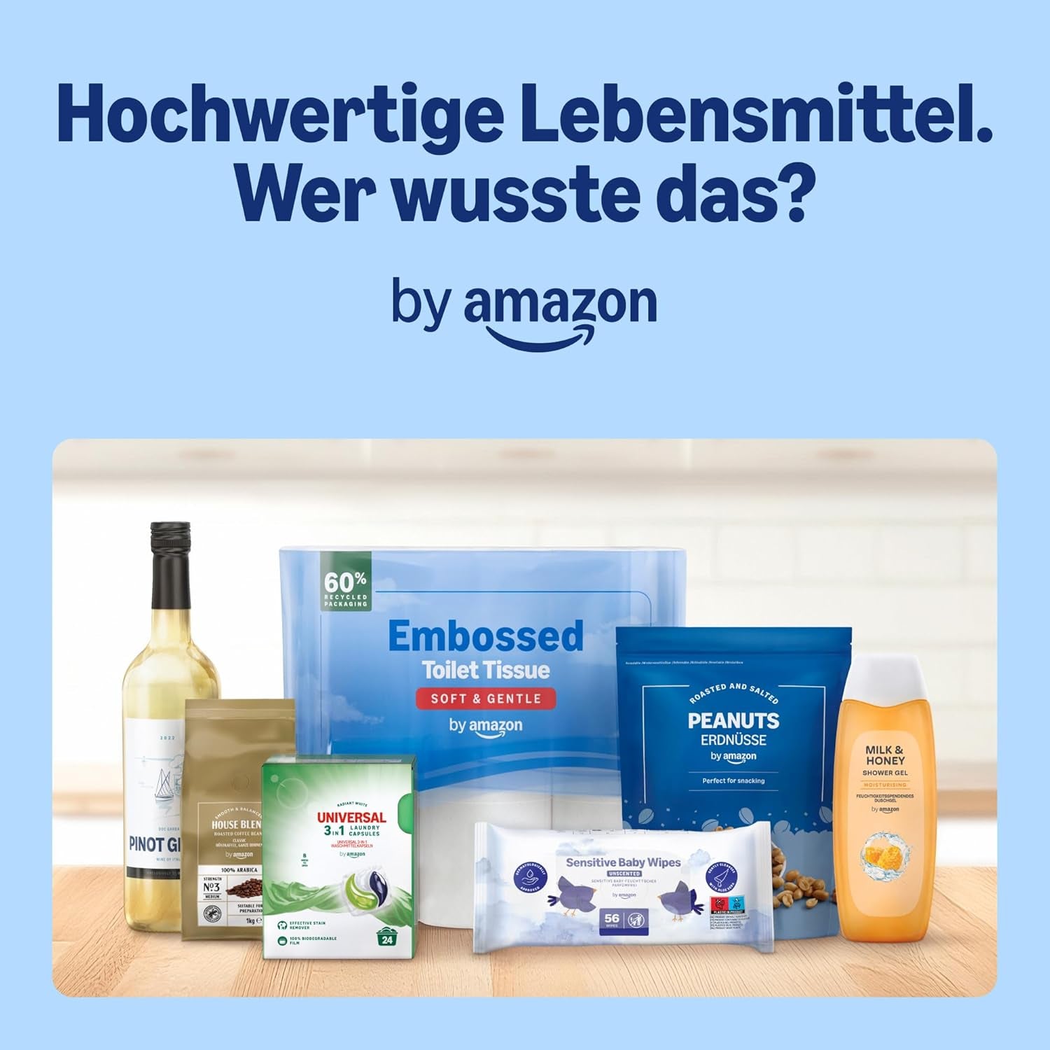 Amazon Ultra Sensitive babyservietter, 1080 servietter, uparfumerede, 18 pakke med 60 servietter (tidligere Amazon-mærke, identisk produkt)