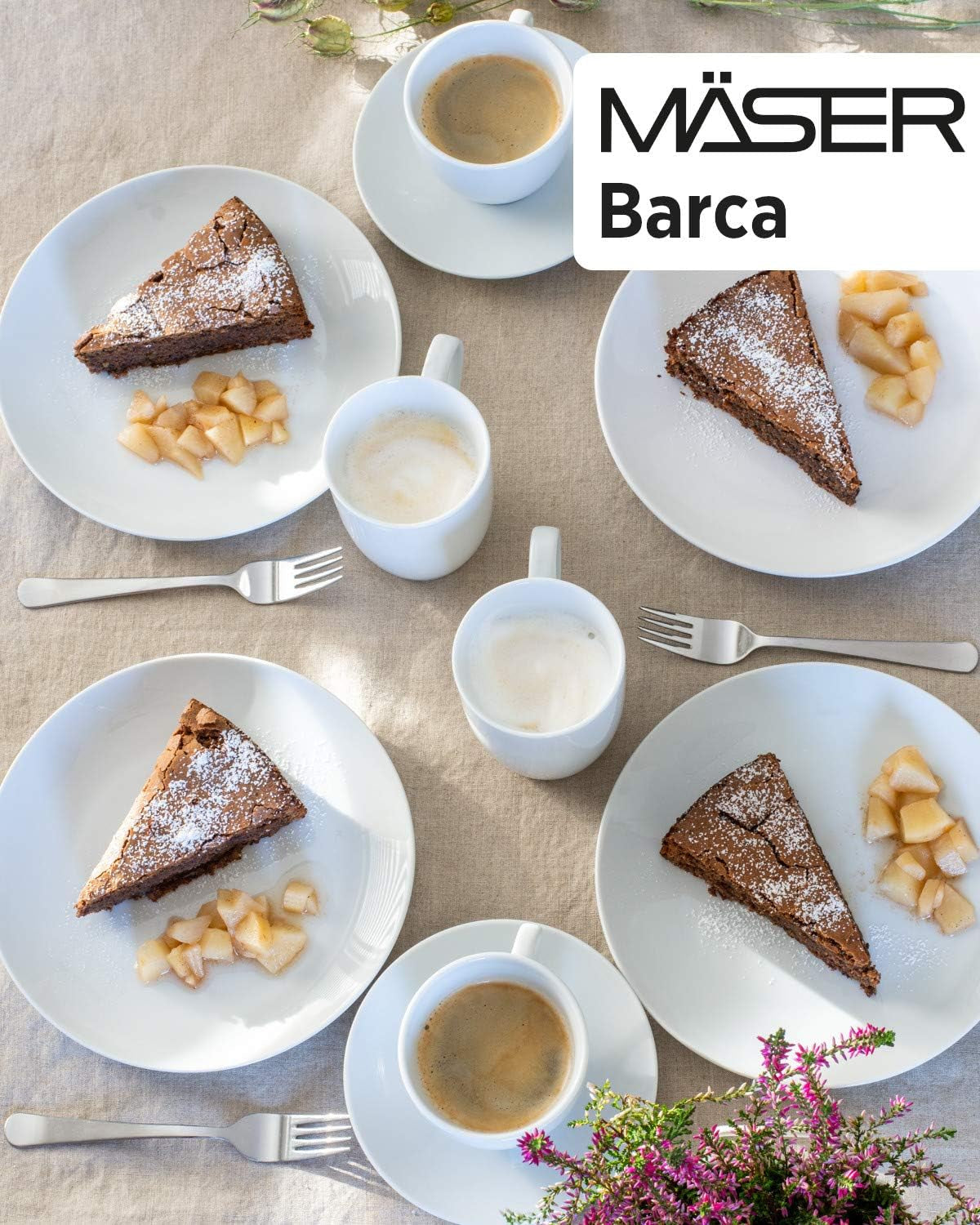 Mäser Barca servicesæt til 6 personer, sæt med 12, porcelæn, hvid