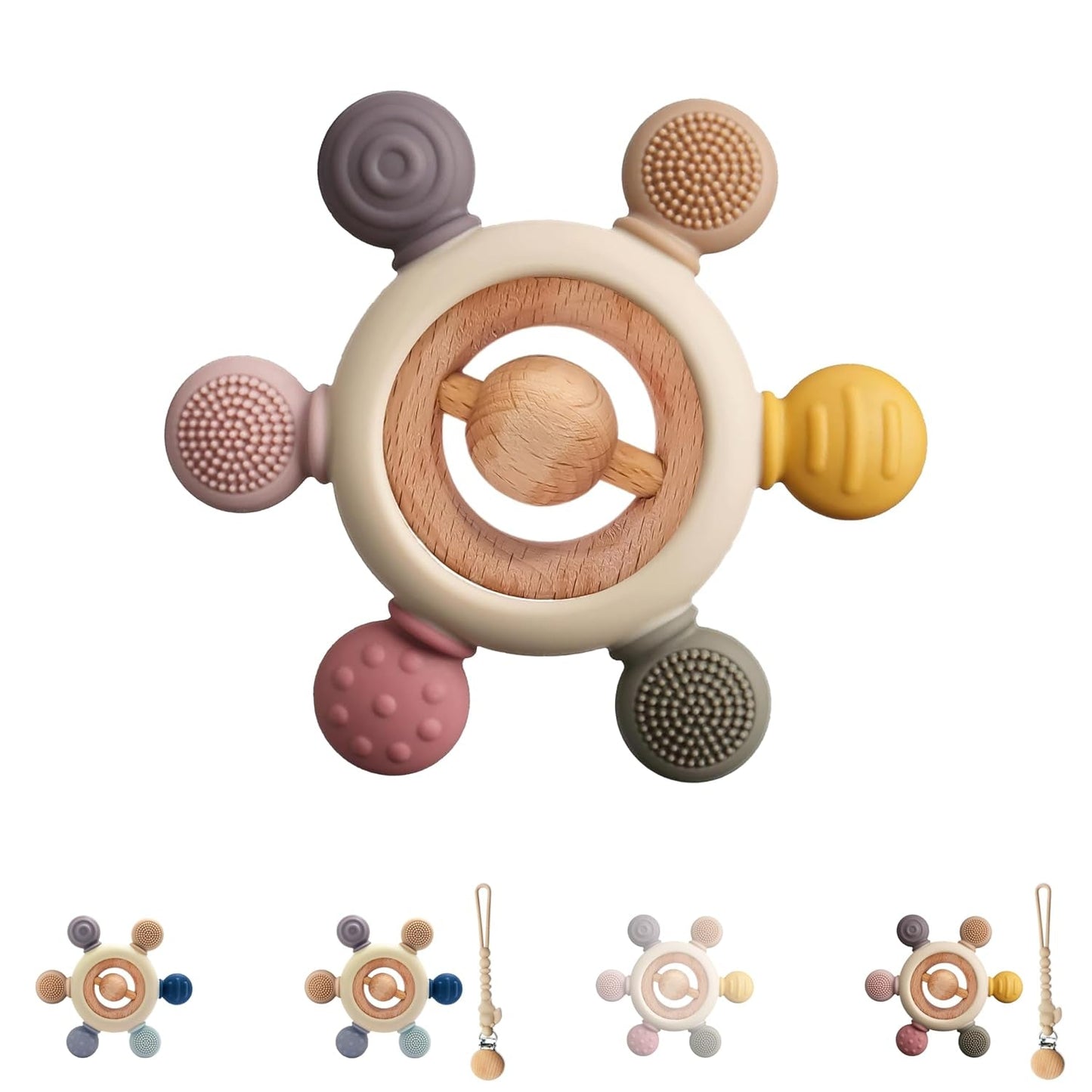 Babybitring med suttekæde - Brændselhjælp - Babylegetøj 0-6 måneder - Nyfødte essentielle ting - BPA-frit børnelegetøj - gaveideer til spædbørn