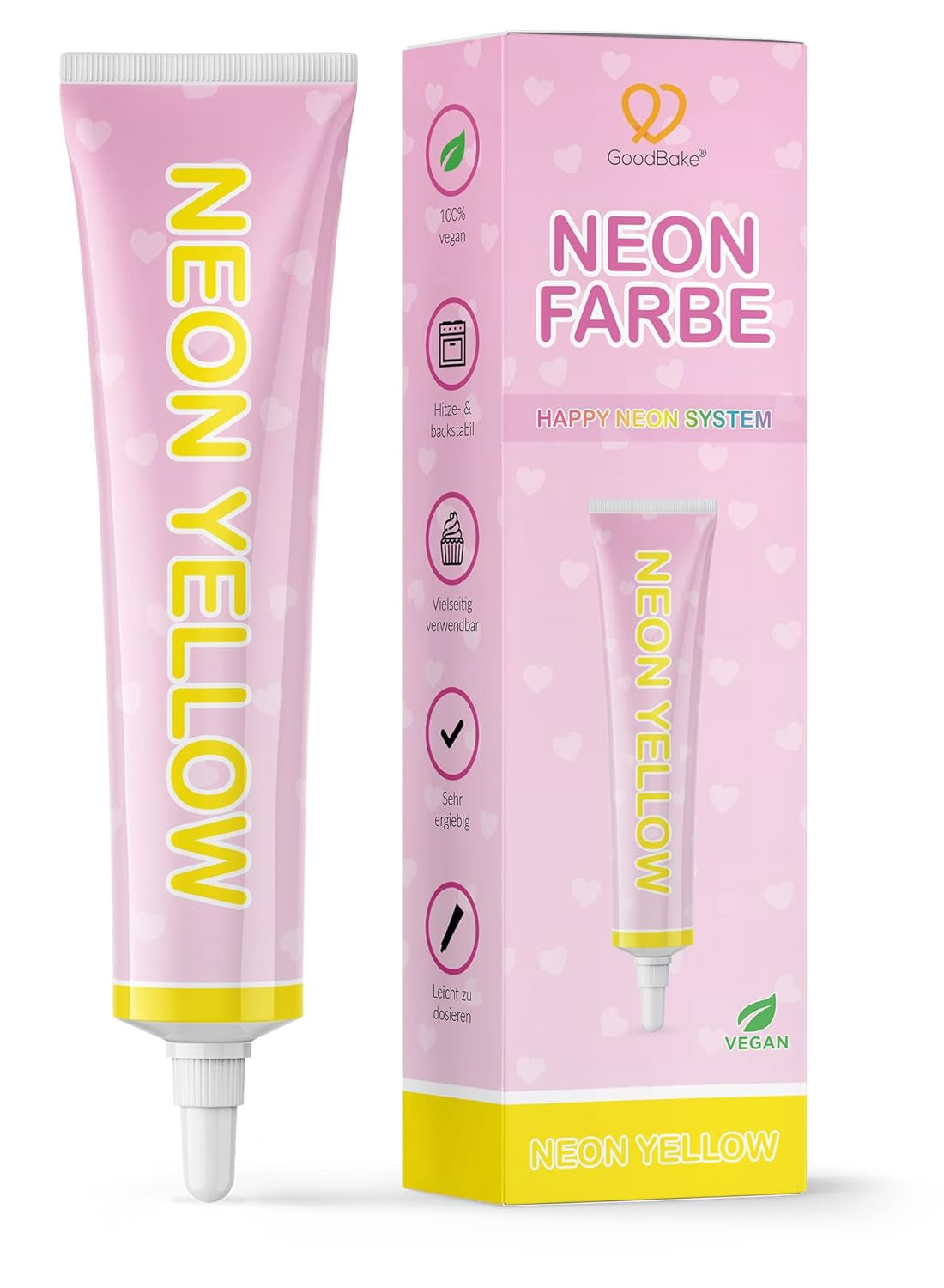 Goodbake Neonlebensmittelfarben 6 Farben Set – Intensiv Lebensmittelfarbe – Lebensmittelfarbpaste – Zum Einfärben Von Torten, Fondant, Buttercreme Uvm. – 100 % vegansk Naty Shop Neon Gelb
