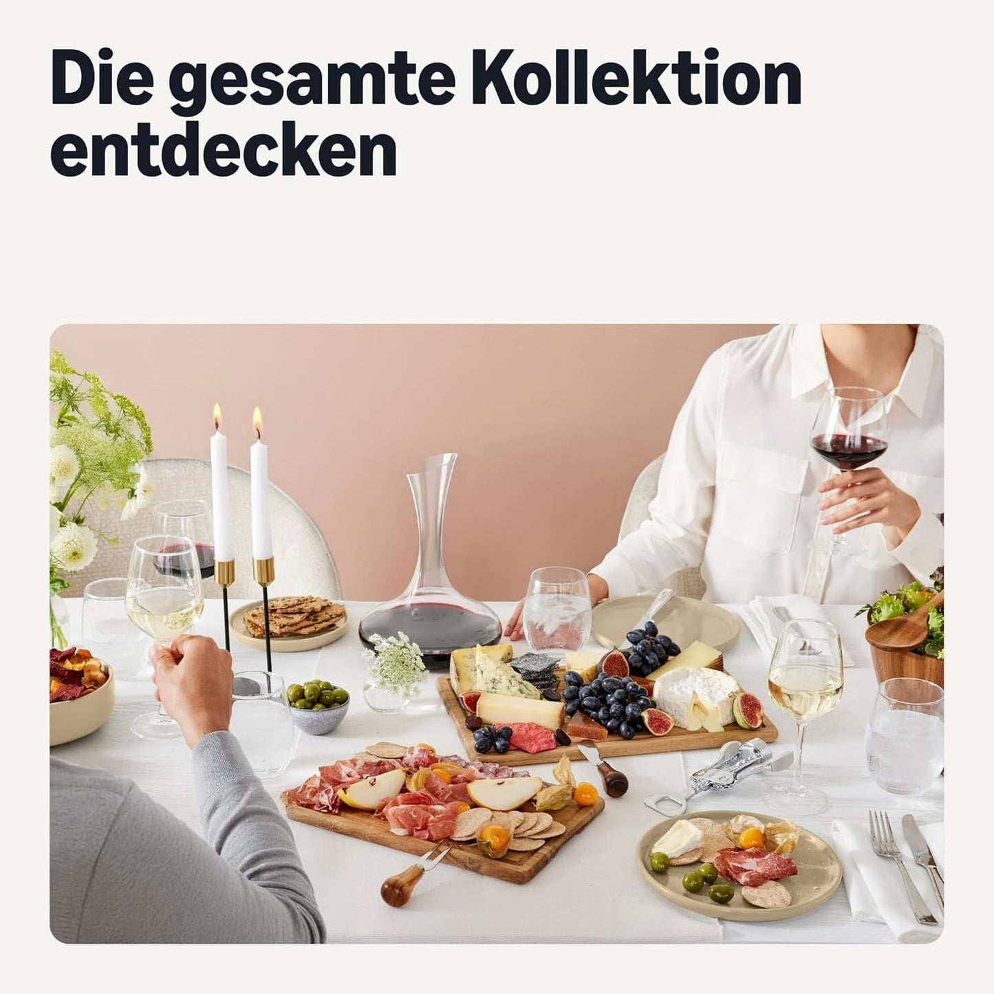 Amazon Basics glaseret stentøjsstel, 18 stykker, 6 komplette sæt, Tåler opvaskemaskine, elfenben