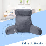 INFANZIA ergonomisk læsepude med armlæn, memory foam rygstøtte, grå, M