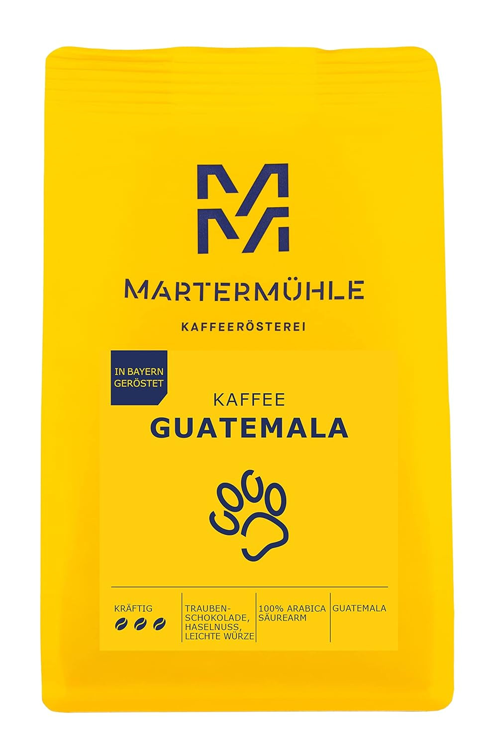 Kaffebønner Martermühle Guatemala 1 kg stærke | arabisk | Smag: Hasselnødder, Lette krydderier, Chokolade med druer | Let ristede hele kaffebønner, Lav surhedsgrad