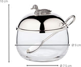 EDZARD andesyltetøjsglas (Ø 10 cm) lavet af sølv og glas - Æske og ske - Skål, sukkerbeholder, ost - Syltetøjsglas med låg, opbevaring med låg, gaveæske med lås