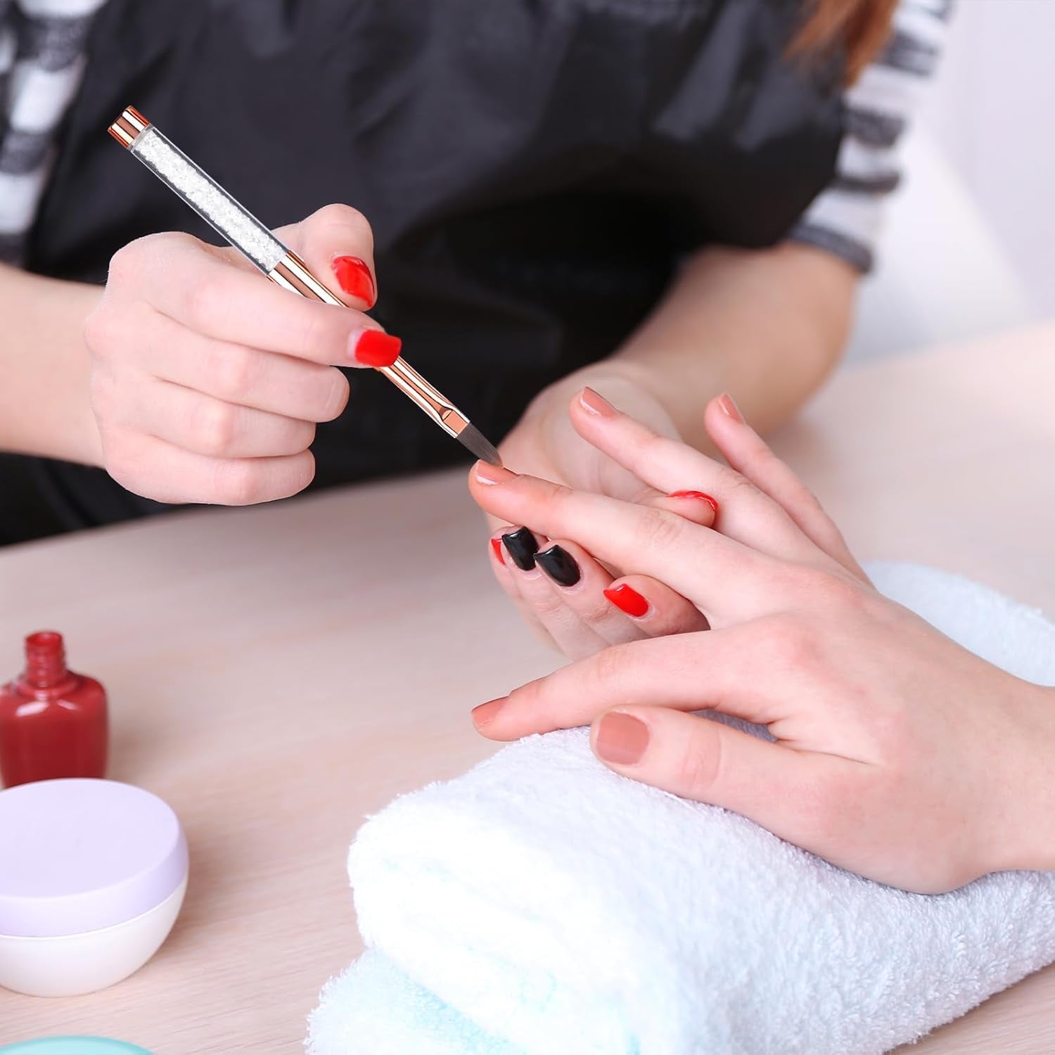 6 stk neglebørster med hætte Nail UV Gel Akryl neglebørste Nail Gel Brush Delvis Nail Art børstesæt