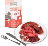 MjAMjAM - Premium våd kattefoder - Blandet pakke I - Kylling, oksekød, hjerter 12 pakke (12 x 125 g), kornfri med ekstra kød