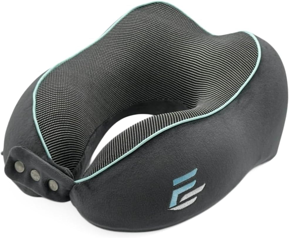 Flagshipper fly-nakkepude - voksen nakkepude - bil nakkepude - memory foam rejsepude - vaskbar med smal ryg (blødt og åndbart fløjl) - justerbar, grå Naty Shop Cervical Ortopædiske puder