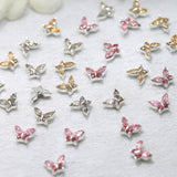 Mini Butterfly Zircon Nail Nøgleringe Y2K Hvid Champagne Pink Rhinestone Krystal Sommerfugl Nøgleringe Negle 3D Butterfly Nail Design Nøgleringe Butterfly Negle Dekoration Nail Art Nøgleringe Negle Accessories