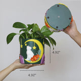GUGUGO Cute Moon Cat urtepotter, unik blomsterpotte med dræning, regnbuefarver, små potteplanter, sjove sukkulente havepotter, gave, boligdekoration (C)
